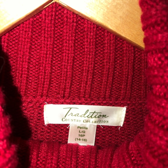 Red Knit Turtleneck Sweater - Picture 2 of 2